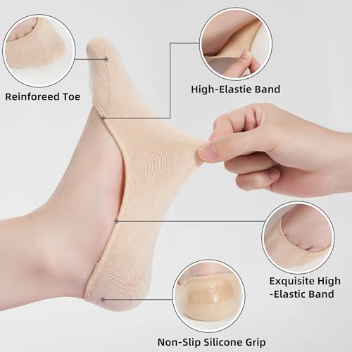 Image of ATBITER No Show Socks Womens Flats - 6 /12 Pairs Low Cut Invisible Non Slip | Ultra Ankle Liner Footies Anti-slip Hidden Socks for Sneakers Loafer Boat High Heels Summer Yoga Pilates Shoe Size 6-9 /9-11