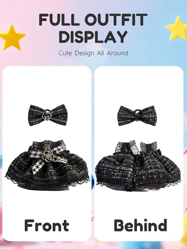 Image of Clothes for LABUBU 6.7inch (17cm) Doll, Cute Outfit Small Dress and Hairpin, Dress Up, Accessories (No Doll) (Black Dress)