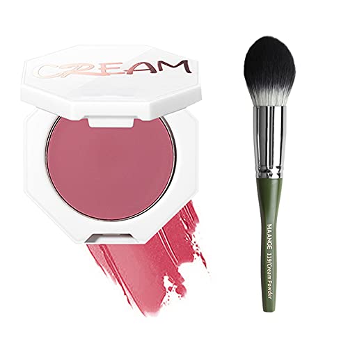 Luxsea Blush and Brush 1 Blush + 1 Brush Natural Color Blush Cream for Women Cheeks Blush Long Lasting Waterproof Cruelty Free Compact Blusher Multicolor (Blushing Rose)