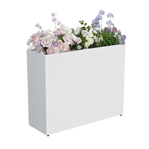 Blumenkasten Hoch Metall Pflanzkübel Rechteckig 96 cm lang XXL Schmal Groß & Wetterfest Dekoratives Hochbeet für Balkon Draußen Garten Terrasse Outdoor
