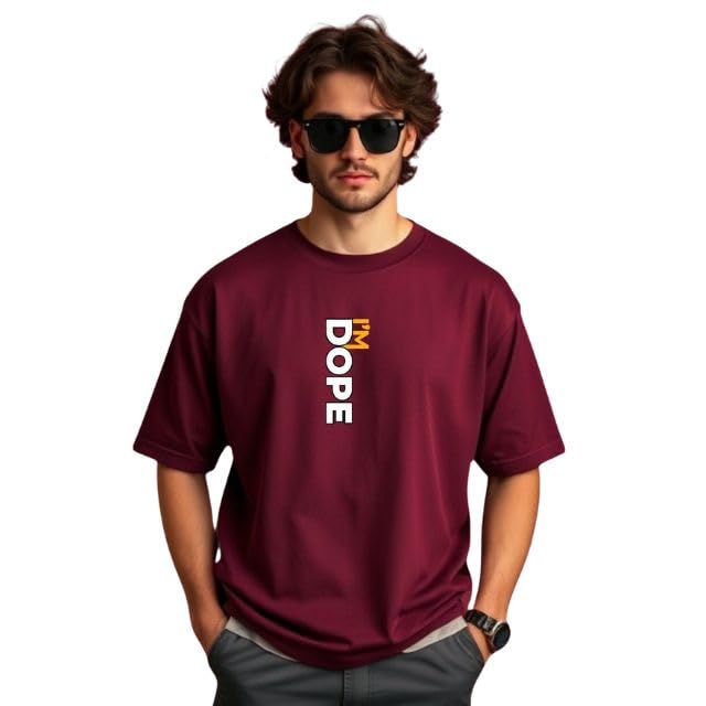 Image of URGEAR Men's Oversized Casual Stylished Printed Cotton Blended Round Neck T-Shirt