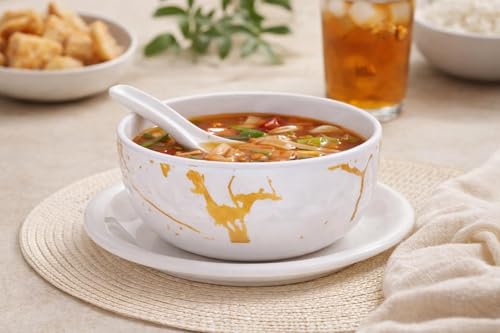 Image of Ariya Melamine Greek Soup Bowl Set Golden Aura Collection Set of 6