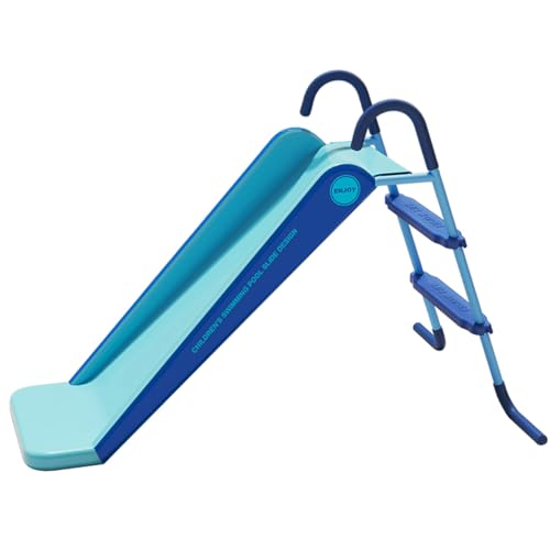 Pool Slide Foldable Pool Water Slide, Summer Swimming Pool Supplies Universal Trampoline Ladder Backyard Slide Home Playground Equipment (Blue)