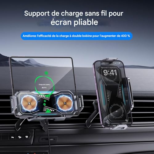 Chargeur sans fil pour véhicule et support téléphone induction - 2