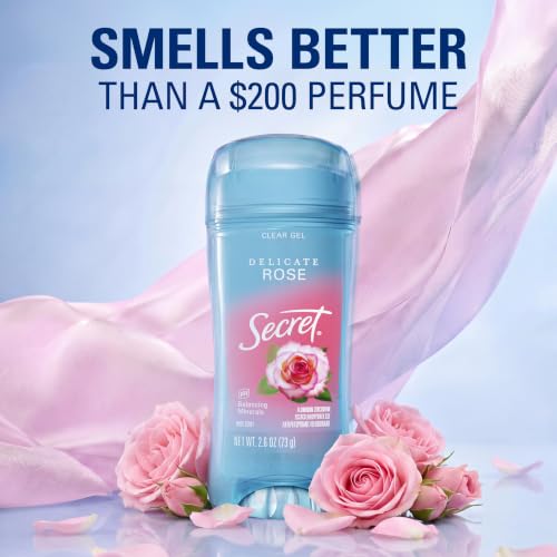 Image of Secret Fresh Antiperspirant Deodorant for Women, 72hr Breathable Sweat & Odor Protection, Instant Freshness & Gentle, PH Balancing Minerals, Clear Gel, Delicate Rose Scent, 2.6 oz (Pack of 2)