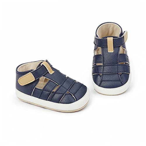 Image of HsdsBebe Baby Boys Girls Pu Leather Hard Bottom Walking Sneakers Toddler Rubber Sole First Walkers Infant Cartoon Slippers Crib Shoes