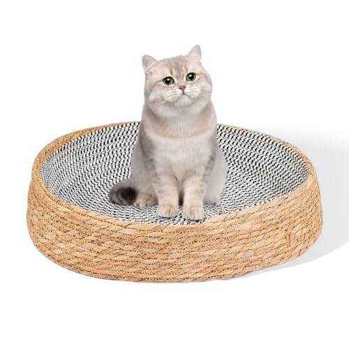 Cama de gato natural Ninho de palha Tecido Pet House Feito à mão Trançado Folha de taboa (sem almofa