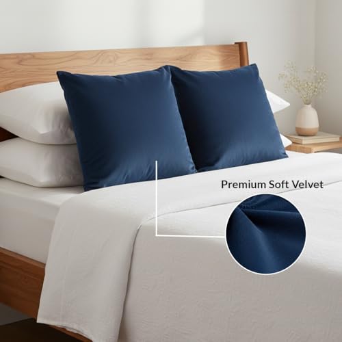 Image of HOMEMONDE Velvet Cushion Covers Set of 5-20x20 Inch Decorative Pillow Cover for Sofa, Couch, Chair, Blue