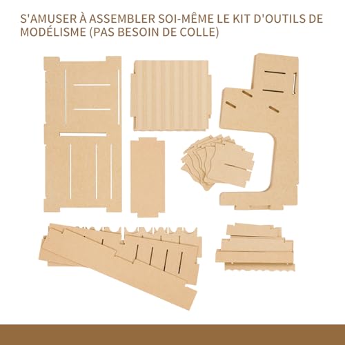 Rack d'organisation pour kit de modélisme en bois avec support pinceau et structure MDF robuste - 7