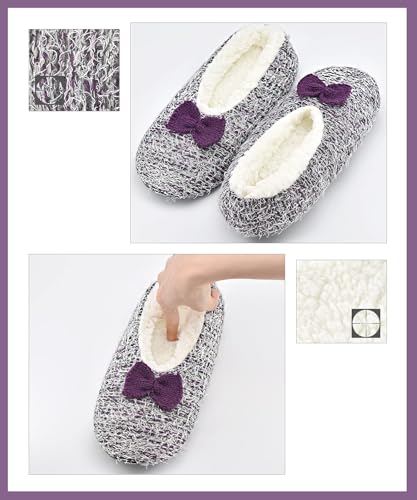 Image of DICUIRD Womens Cozy&Warm Soft Sole Slipper Socks with Grippers-Girls Teddy Fleece Indoor Slipper with Non-skid Bottoms