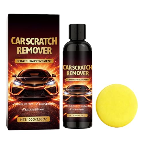 Eliminador de coche | 100 g compuesto abrillantador – Con esponja para quitar vehículos, para detalles, mantenimiento, corrección de pintura, oxidación ligera, manchas de agua