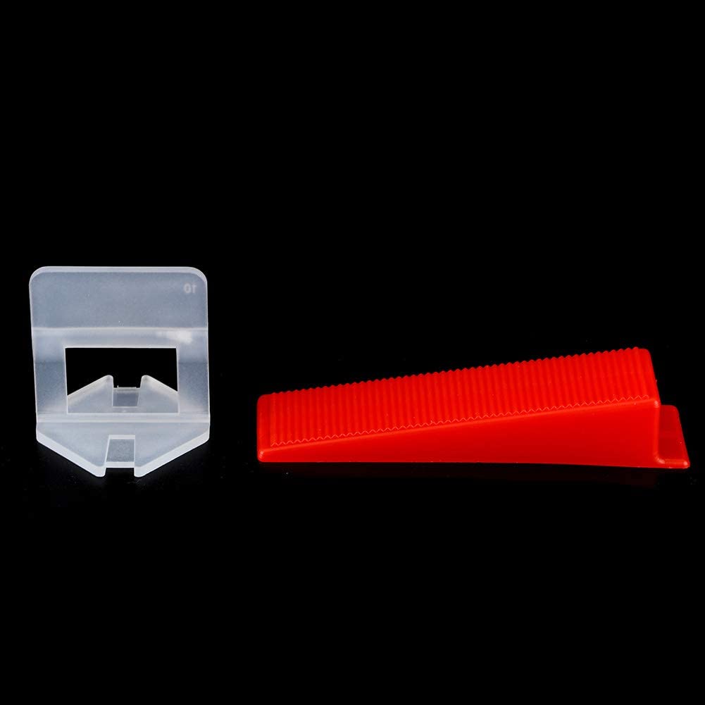 Sistema di livellamento per piastrelle, strumenti per sistema di livellamento per piastrelle in plastica da pavimento, 500 x clip + 200 x cunei + 1 x pinze