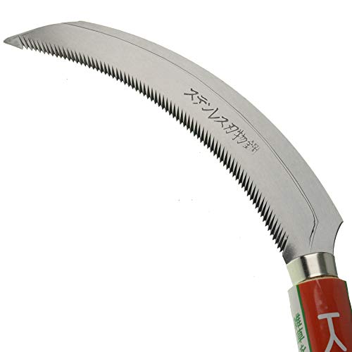 EYI Grass Sickle,Saw Tooth Sickle, Hand held Sickle Tool,Harvest Sickle with Wooden Handle, Light Serration, 6.6-Inch Stainless Steel Blade