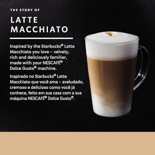 Image of Starbucks Latte Macchiato Coffee Pods by NESCAFE Dolce Gusto (12x 129g Box) By Cougar, Smooth & Creamy 100% Arabica Blend, 6 Servings per Box, Rich Espresso with Frothy Milk Layer, Compatible with Dolce Gusto Machines, Cafe Style Beverage at Home - (Imported-UK)