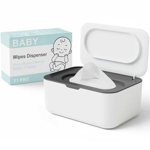 Image of Wipes Dispenser, Wipe Holder for Baby & Adult, Seposeve Refillable Baby Wipe Container, Keeps Wipes Clean. Non-Slip, Easy Pull Wipes Pouch Case, Grey