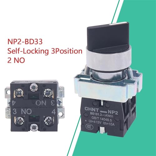 Interrupteur à bouton NP2-BD33 rotatif 22mm 2 positions 1NO