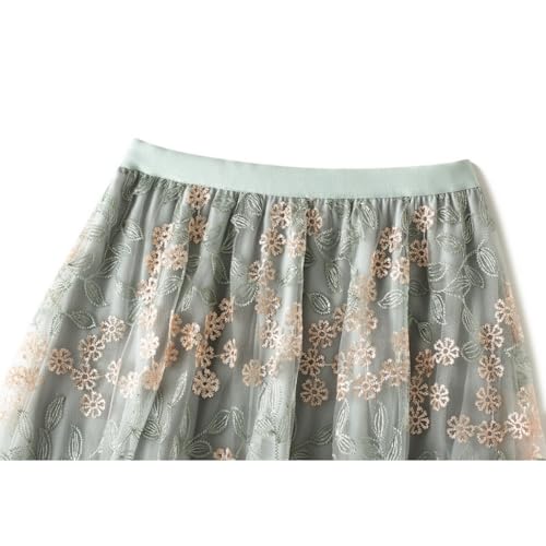 Women's Skirts 2025 New A Line Double Layer Gauze Elastic Waist Puffy Pleated Mid Length Summer Ladies Skirts2