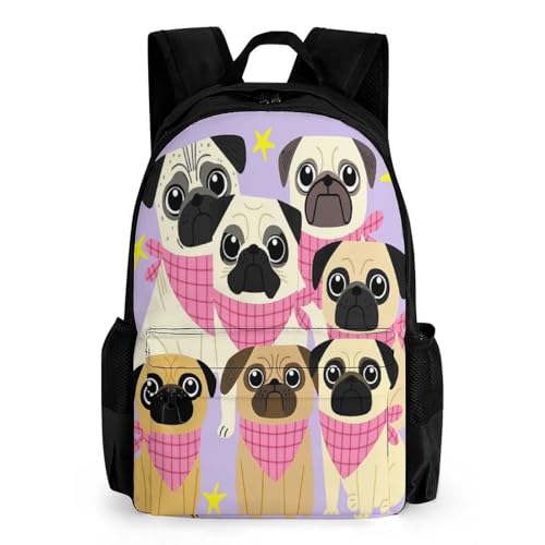 Supdreamc Backpack Anti-Theft Multipurpose Large Capacity Carry On Bag - Funny Cartoon Bulldog Camping Outdoor Backpack With Side Pockets