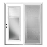 National Door Company, Patio Door, Fiberglass Smooth, 72' x 80', Full Lite, Raise/Lower Blinds Collection, Right-Hand Inswing