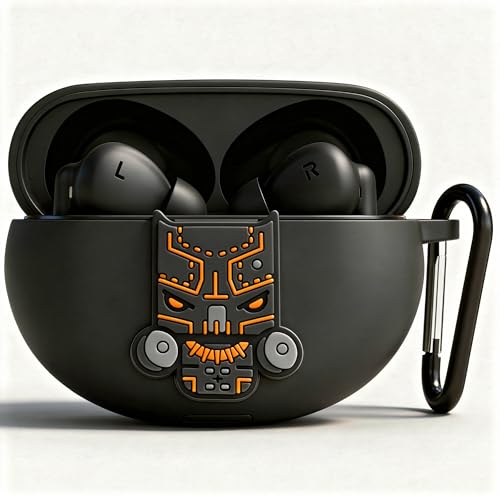 Image of New Silicone Case Compatible with Oneplus Buds Nord 3 Pro (2024) Protective Soft Silicone 360 Full Protection Dust-Proof Shockproof Case Cover with Hook (Cover Only) (Black-Panther)