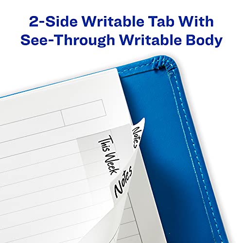 Image of Avery Ultra Tabs, 2 inch x 1.5 inch Repositionable, White, 24 Tabs | For Marking Pages in Books and Planners, Clear Film Body, Two-Side Writable, Repositionable Smudge-Resistant Tabs