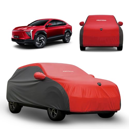 Image of PROTEGO Prime Series India's 1st Anti-Tear Car Cover for Mahindra XEV 9E | Heavy‑Duty, Custom Fit, All‑Weather Protection | 100% Waterproof, Windproof & Hail‑Resistant | 2‑Year Warranty | Red + Black