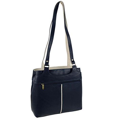 Gigi sac à main en cuir souple femme bleu marine et ivoire Othello