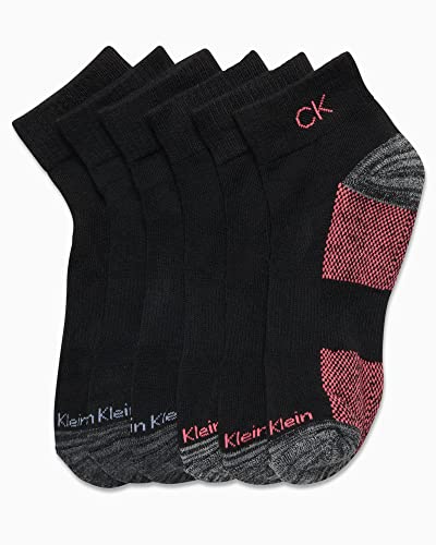 Image of Calvin Klein Quarter Socks for Women - 6 Pack Cushioned Ankle Socks - Quarter Cut, Breathable, Lightweight, Athletic Design
