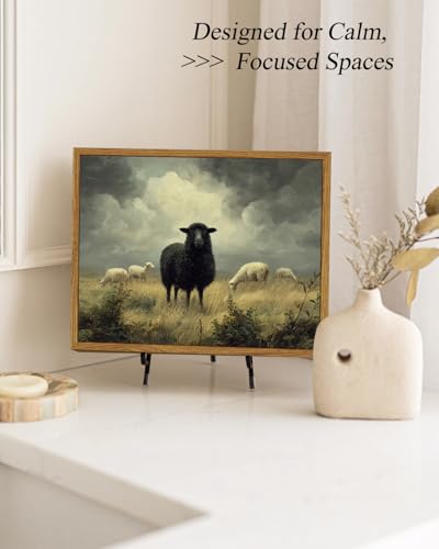 Image of ARPEOTCY Vintage Framed Canvas Wall Art, Farmhouse Black Sheep Wall Decor, Rustic Art Prints Home Decorations, Retro Antique Small Paintings for Living Room Bedroom Office Shelf Decor, 8x10 inch