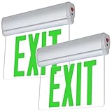 LFI Lights - 2 Pack - UL Certified - Hardwired Green LED Edge Light Exit Sign - Rotating Panel Battery Backup - ELRTGx2