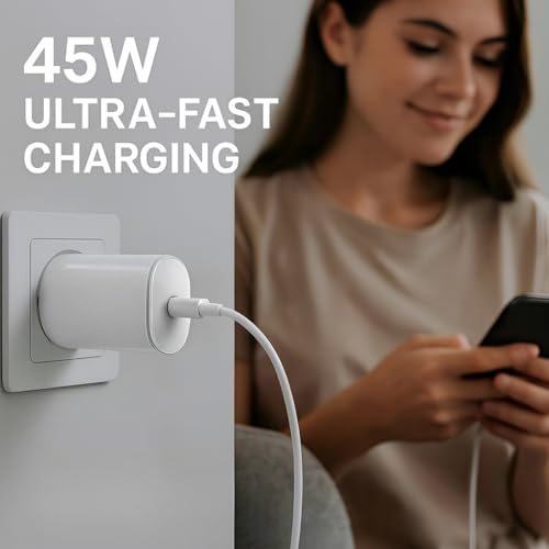 Image of Original 45W PPS Fast Charger for Nothing Phone 3a /3a Pro /2a /2a Plus /2 /1 & CMF Phone 1 | PD 3.0 USB C Type-C Rapid Charging Adapter | BIS Certified Wall Charger | White