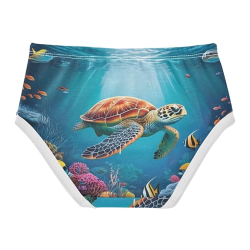 Toddler Underwear Floral 2t Cotton Girl Panties Cute Artistic Undies Kids Briefs Colorful Underwater Sea Turtle2