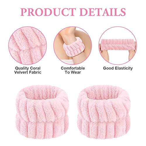 AOOWU 2Pcs Face Wash Wristband, Microfiber Wrist Wash Band for Women Girls Makeup, Spa Wristband for Washing Face skincare, Elastic Facial Washing Wristbands Prevent Liquid from Spilling Down Arms