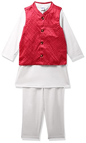 Image of Amazon Brand - Jam & Honey Cotton Boy Festive Nehru Jacket, Kurta And Pyjama Set Which Is Both Comfortable And Stylish
