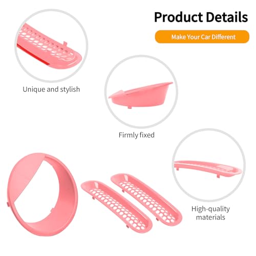 Image of Hoolcar Front Honeycomb Grille Insert Cover & Headlight Bezel Cover Fit for Jeep Wrangler JK JKU 2007-2017, Exterior Accessories, Pink
