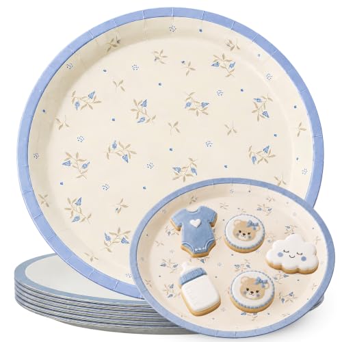 Platos de cartón, Platos Desechables cartón, Diseño Oso Azul, 6 Unidades