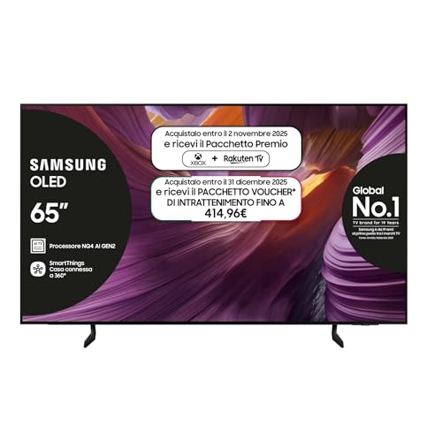 SAMSUNG Smart TV 65'' QE65S85FAEXZT OLED 4K, NQ4 AI Gen2 Processor, 4K AI Upscaling, Glare Free, Dolby Atmos & OTS Lite, Contour Design, 2025