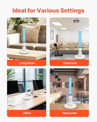 Image of VEVOR Clean Light Bulb, 2 Pack, 25W Replacement Lamp with Ozone, 253.7 nm + 185 nm Wavelength Clean Light Bulb, E27 Universal, for 400 sqft Living Room, Classroom, Office, and Restaurant