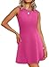WIHOLL Women's Sleeveless A-Line Mini Dress Spring Summer Boat Neck Cute Little Short Going Out Date Night Petite Club Party Dinner Birthday Elegant Formal Cocktail Dresses Hot Pink XS