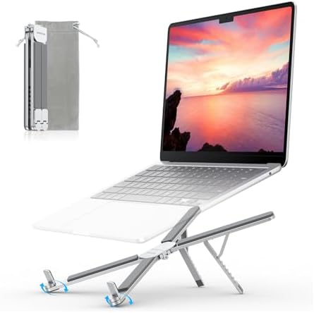 OMOTON LA15 360° Rotation Auto-Locking Laptop Stand for Desk, 6-Level Adjustable Aluminum Riser & Portable Foldable Holder for MacBook Tablet up to 15.6"