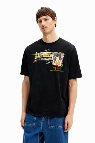 Desigual T- Shirt à Manches Courtes en Tricot pour Homme, Noir, Large