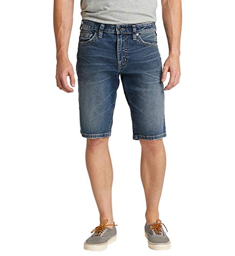 Silver Jeans Co. Men's Zac Relaxed Fit Jean Short, Dark Indigo Shade, 34W
