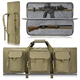 Kalkal 36' 42' Double Rifle Bag, Thickened Soft Long Rifle Case, Portable Tactical Gun Bag for Shooting Hunting Storage Transportation (Khaki, 36')