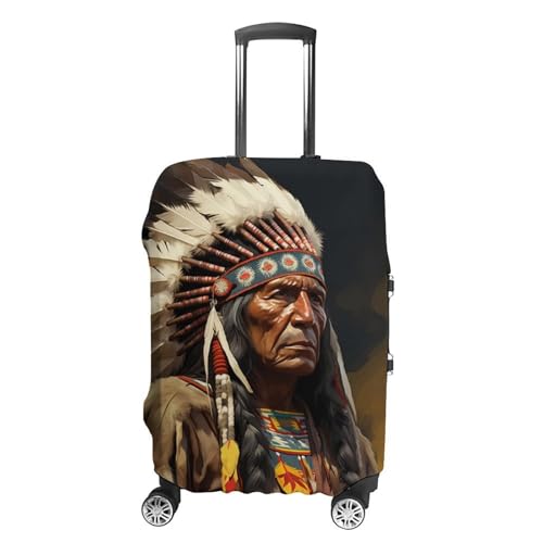 Native American The Old Chief Travel Luggage Cover Washable Suitcase Protector Baggage Covers for Women Men XL