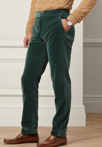 Men's Slim Fit Velvet Pants Flat Front Stretch Comfortable Trousers with Expandable Waist for Men2