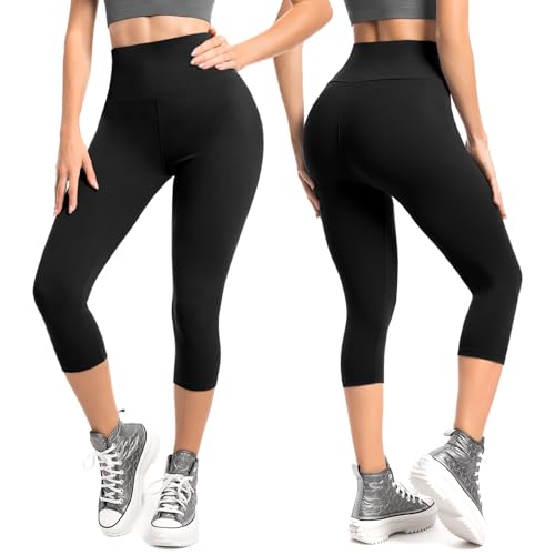 SINOPHANT Capri Leggings for Women - 2 Packs Buttery Soft Yoga Pants for Gym Athletic2
