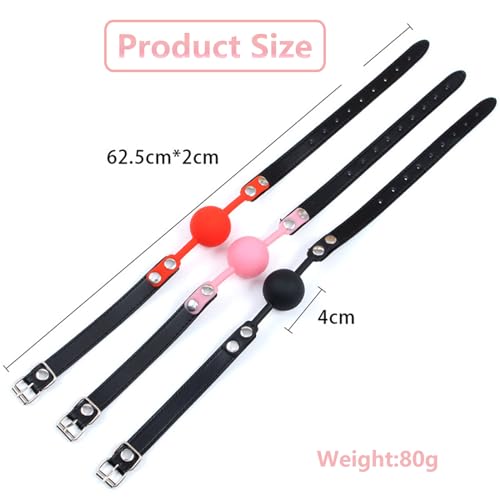 Image of Leather Restraints Ball Mouth Plug Silicone Bondage Ball Gag for Sex, BDSM Restraints Toys Sex Gag Muzzles (Pink) (P1)