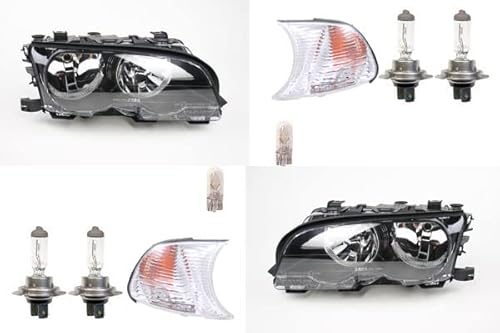 Johns, Faros delanteros aptos para BMW Serie 3 E46 99-01 FF Juego de bombillas L R incluye intermitentes
