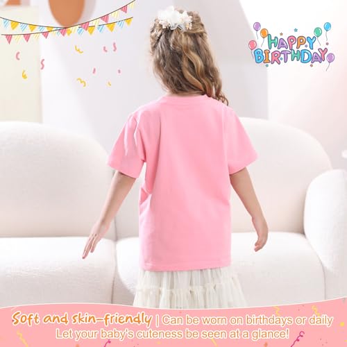 Image of Lovekider Girls Birthday T Shirts Cotton Short Sleeve T-Shirts Tee Party Clothing 3-6 Years