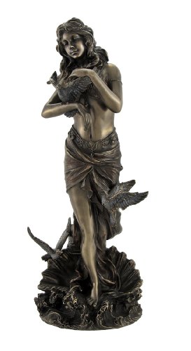 Veronese Design Bronzed Aphrodite with Doves on Scallop Shell Statue